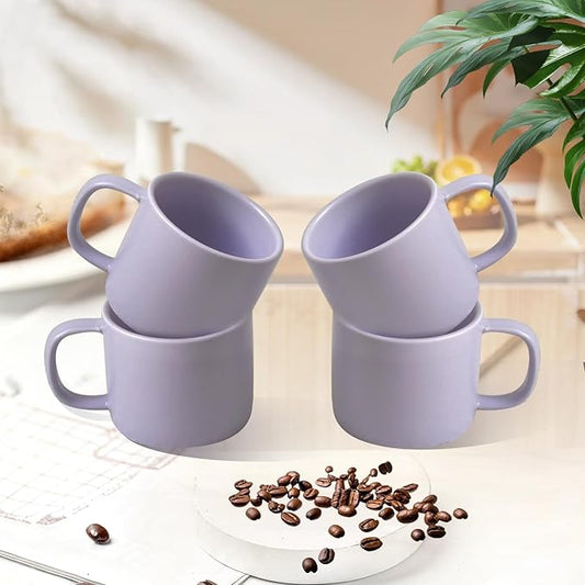11 oz Coffee Mugs Set of 4,Ceramic Cups for Espresso,Cappuccino,Iced Coffee,Latte,Milk and Hot Tea,Dishwasher&Microwave Safe,for Men,Women and Engagement gift for couples,Matte Finish,Purple