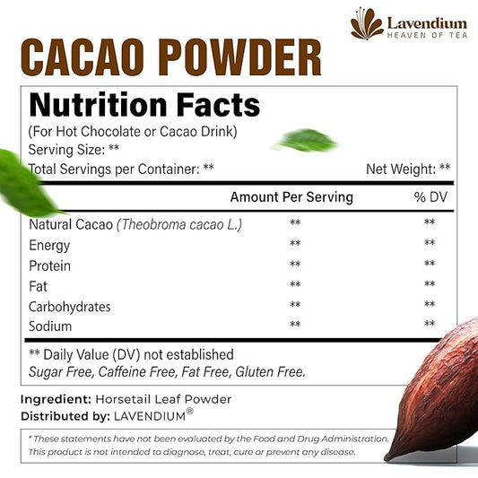25oz (1.56 lbs) Cacao Powder, 100% Natural & Pure, Unsweetened, Rich Chocolate Flavor, Perfect for Baking & Smoothies No Additives, No Gluten, Vegan.