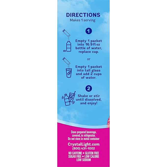 Crystal Light On The Go Raspberry Ice, 10-Packet Boxes (Pack of 4)