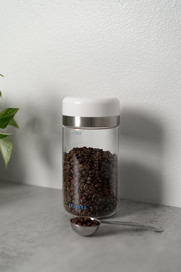 Next-Gen Smart Coffee Canister – Electric Vacuum Seal with Pressure Auto-Detection, Rechargeable Airtight Borosilicate Glass Container for Whole & Ground Beans, Ultimate Freshness Lock (10.5oz)