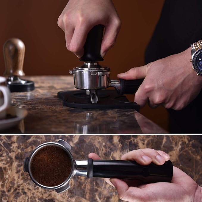MATOW 53mm Calibrated Espresso Tamper, Calibrated Coffee Tamper with Spring Loaded Anodized Aluminum Handle Stainless Steel Flat Base, Professional Espresso Hand Tamper