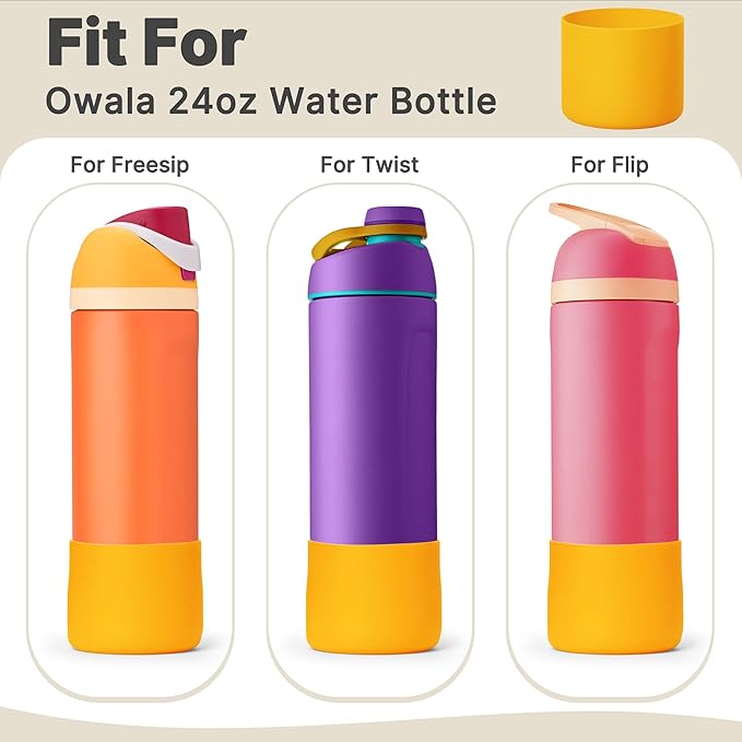 Silicone Boot for Owala 24 oz Water Bottle, Anti-Slip Protective Sleeve Bottom Cover for Owala Twist/FreeSip/Flip Stainless Steel Water Bottle(Yellow)