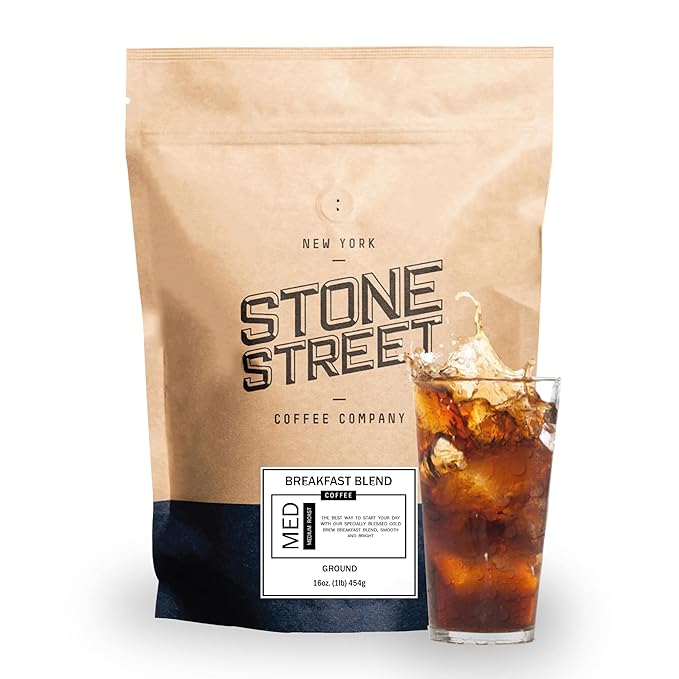 Stone Street Cold Brew Coffee, Low Acid, 100% Arabica, Gourmet Coffee - Breakfast Blend, Medium Roast, Coarse Ground, 1 LB