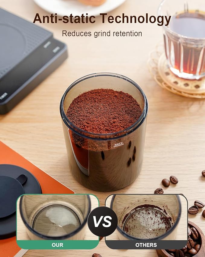 MOKKOM Coffee Grinder with Removable Coffee Scale, Anti-static Conical Burr Coffee Bean Grinder, 31 Precise Settings for French Press/Cold Brew/Pour Over/Drip/Espresso
