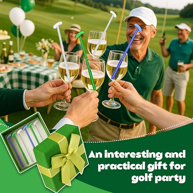12 Pcs Golf Putter Glass Drink Stirrers 7 Inch Swizzle Sticks for Cocktails Coffee Reusable Beverage Stir Sticks for Coffee Bar Home Kitchen Party Bar Weddings Golf Events Decorations