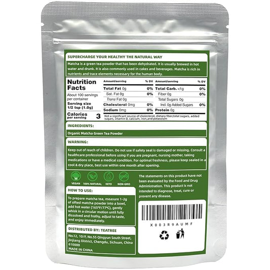 Ceremonial Grade Matcha (100g / 3.53oz), Organic Matcha Green Tea Powder, 100% Natural Pure Matcha for Lattes, Smoothies & Baking