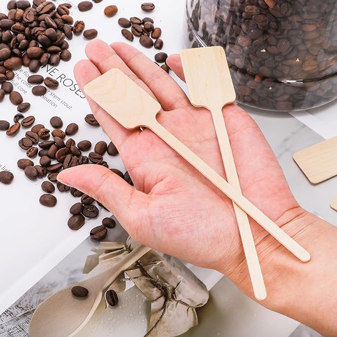 WUWEOT 400 Pcs Coffee Stirrers, 6.3 Inch Wood Coffee Stir Sticks, Disposable Kayak Paddle Shaped Stirring Sticks, Wooden Beverage Mixer for Cocktails Milk Tea Honey Hot Chocolate