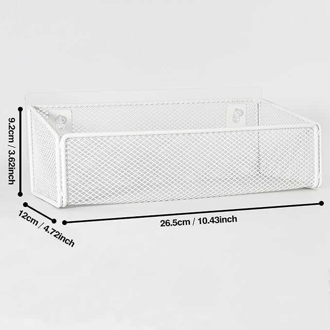 Bathroom Shelf Over Toilet Storage Basket,Toilet Beside Floating Shelf Mesh Metal Wall Mounted Shelves for Home Organization & Decor Essentials,Kitchen/Living Room Shelves (White)