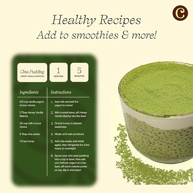 Clevr Organic Matcha Green Tea Latte, Instant Ceremonial Grade, Superfood Powder Blend with Oat Milk, Lions Mane, Reishi Mushroom, Coconut Cream, Ashwagandha, Serve Hot or Iced, (30 Lattes)