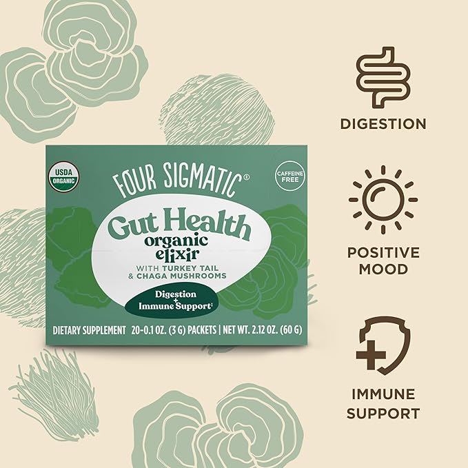 Chaga Mushroom Elixir by Four Sigmatic | Coffee Alternative with Organic Chaga Mushroom Powder, Rose Hips & Mint | Immune Support & Overall Wellness | Pack of 20