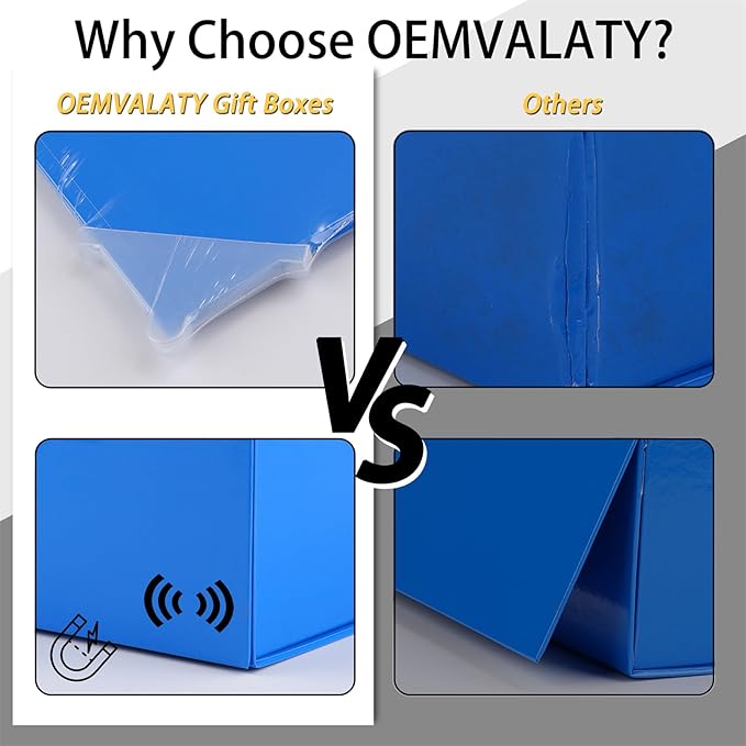 OEMVALATY Blue Gift Box,12x10x5 Inches Gift Boxes with Lids for Presents with Magnetic Closure and Ribbon for Wedding,Storage,Birthday(5-Pack)