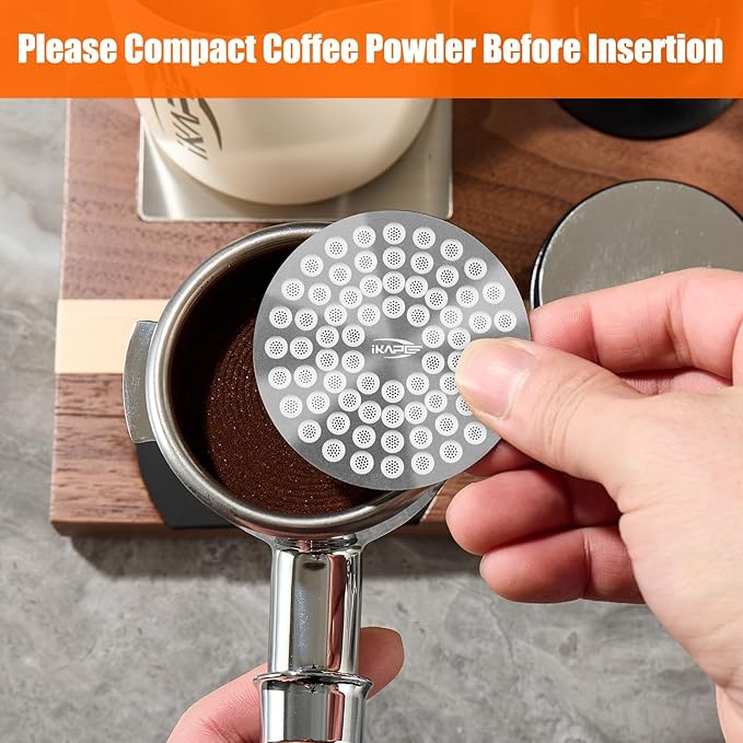 IKAPE 58mm Espresso Puck Screen, Food-grade 316 Stainless Steel Coffee Puck Screen-Ultra-thin, Ultra-light, Resusable Coffee Ground Filter Designed for Professional Baristas