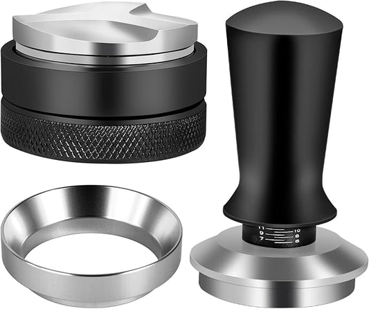 58mm Espresso Accessories Kit, Espresso Distribution Tool, Spring Loaded Calibrated Tamper and Dosing Funnel Set, Coffee Distributor Leveler Fits Breville 58 mm Machines and Portafilter