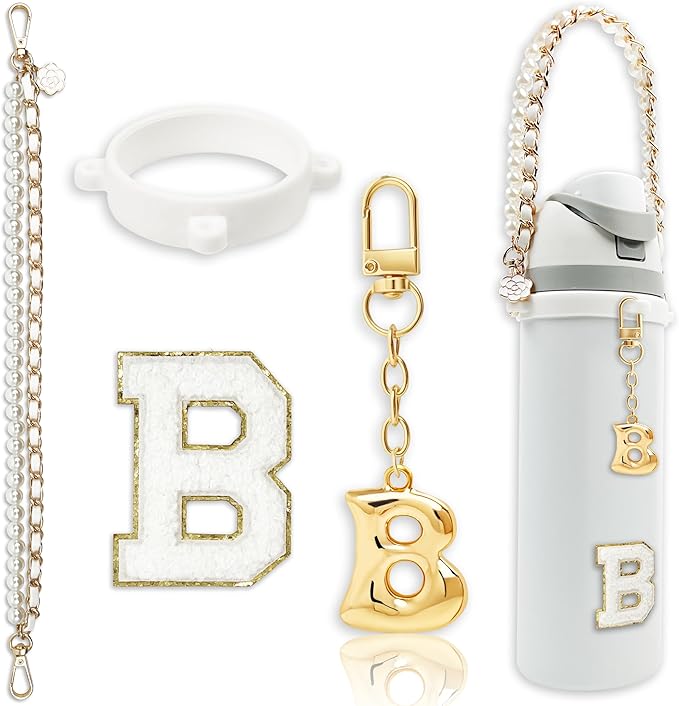 Letter Handle Strap Accessories with Cute Initial Charm Compatible with Owala Water Bottle 24oz 32oz 40oz Owala Kids