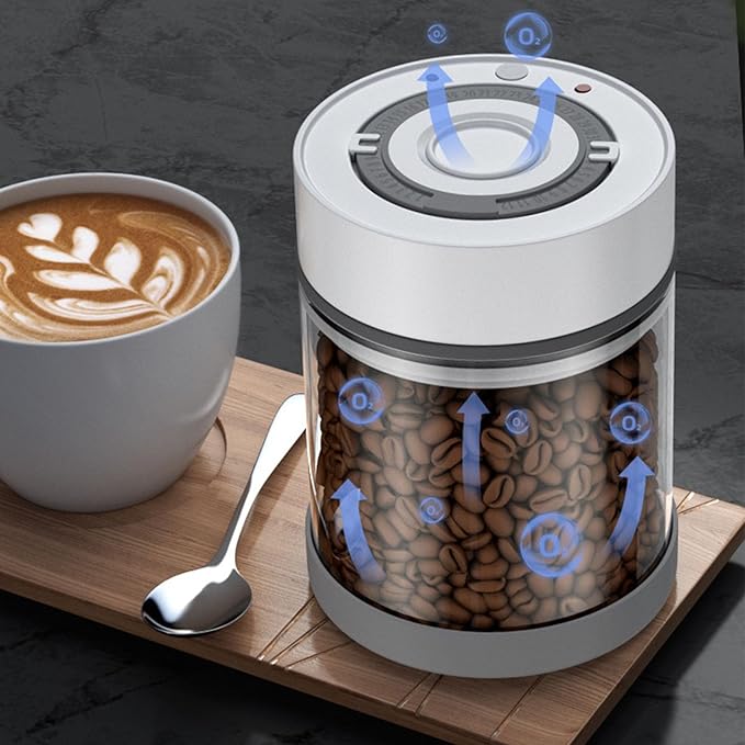 Electric Vacuum Canister, Vacuum Glass Storage Container Bean Nuts Storage Organizer for Coffee Tea Food Preservation (950ml)
