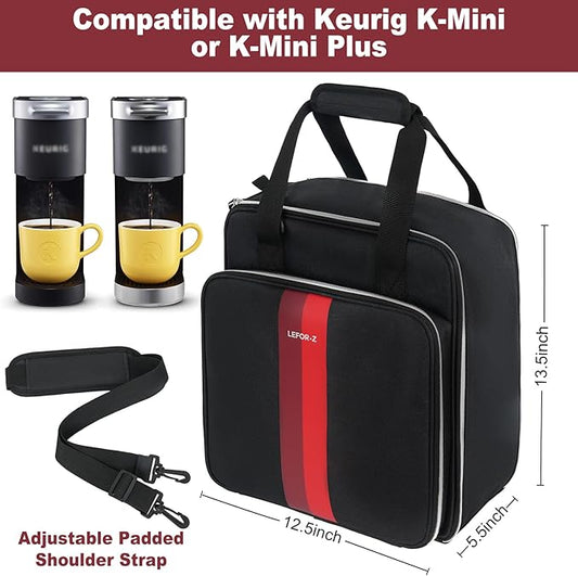 Coffee Maker Travel Bag Compatible with Keurig K-Mini,Single Serve Coffee Brewer Carrying Case Compatible for K-Mini Plus with Multiple Pockets for K-Cup Pods(Bag Only)