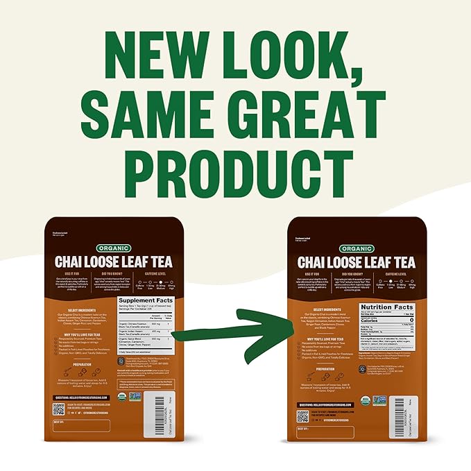 FGO Organic Chai Tea, 16 Ounce Loose Leaf Bulk Resealable Bag, Packaging May Vary (Pack of 1)
