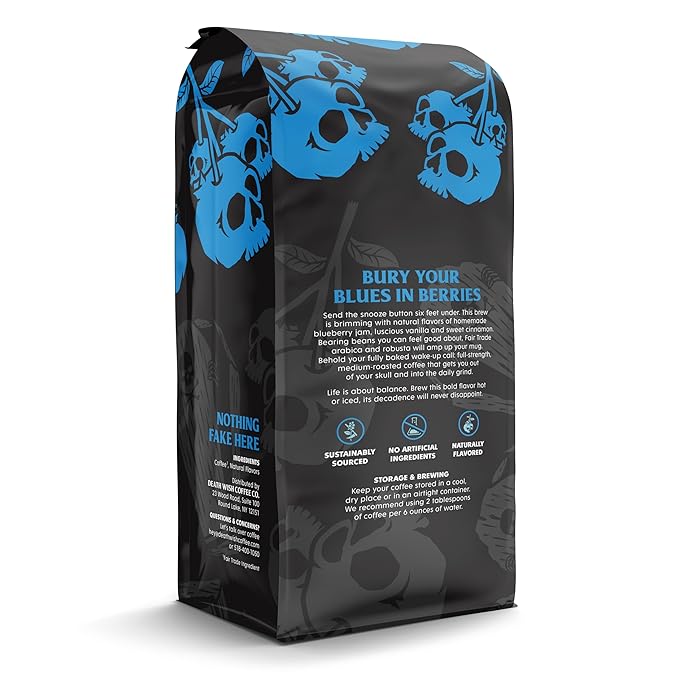 Death Wish Coffee, Fair Trade, Ground Blueberry Coffee, 14 oz (Pack of 2)