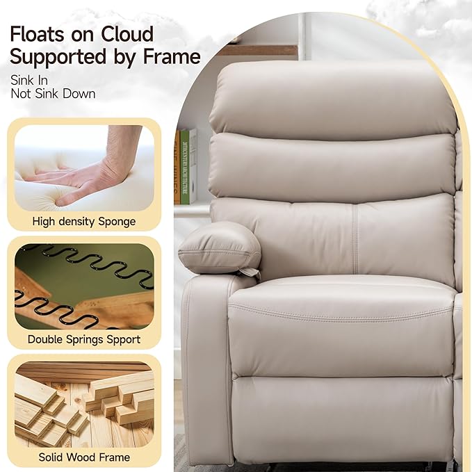 3 Seater Recliner Sofa Set, Anti-Scratch Reclining Loveseat Sofa & Couch for Living Room, RV, Home Theater Apartment(Beige, 3 Seater Sofa)