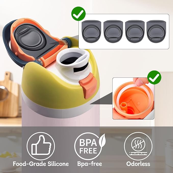 4 Sets Replacement Rubber Stopper and O Ring Gasket Compatible with Owala FreeSip 24oz 32oz,Water Bottle Lid Insert Cap Seal Parts for Owala 16/19/24/32/40oz Mouthpiece Accessories Z4K1