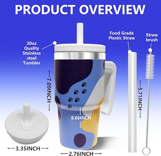20-OZ Insulated Water Bottle,Insulated Stainless Steel Tumbler,Reusable Cold Drink Thermos,BPA-Free, Double-Wall Stainless Steel Water Bottle (Blue-Hoo ray, 20, Fluid Ounces)