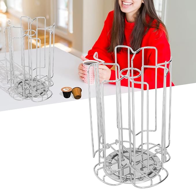 Metal Coffee Pod Holder Stylish Durable Coffee Capsule Storage Rack Organizer Stand for Home Office Kitchen Countertop Espresso Machine Accessories Black Iron