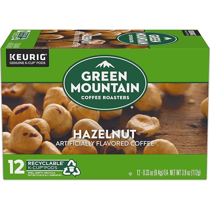 Green Mountain Coffee Roasters Hazelnut Keurig Single-Serve K-Cup pods, Light Roast Coffee, 12 Count