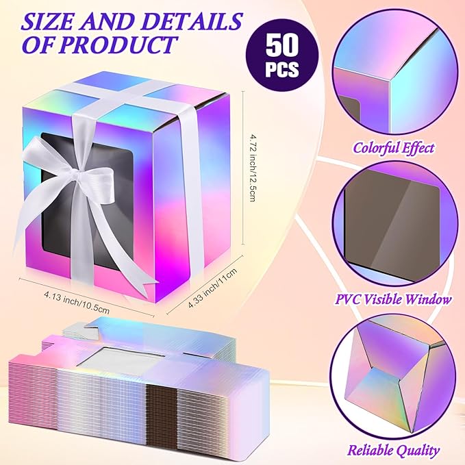 Ctosree 50 Pcs Mug Boxes for Gifts Sublimation Mug Box with Clear Window for Coffee Cup Packaging Shipping Exhibition for 11oz, 12oz, 15oz Blank Gift Christmas Wrapping Craft(Laser)