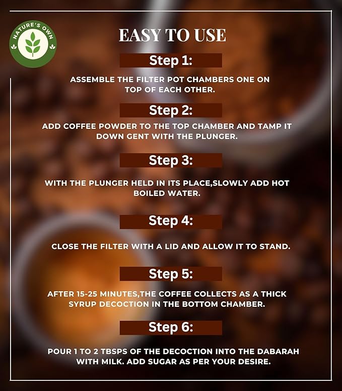 Nature's Own South Indian Phin Filter Coffee Maker Stainless Steel, 3-4 Cup Madras Coffee Maker, Permanent Brew Kaapi Drip Decoction Maker Dripper Pour Over Coffee Makers for Home & Kitchen- 250ml