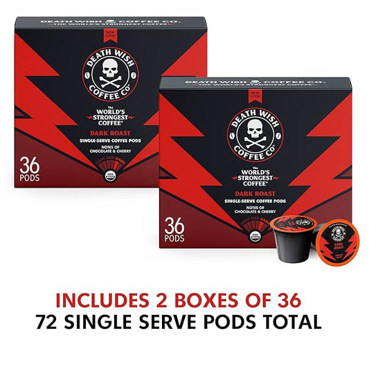 Death Wish Coffee Co., Dark Roast Single Serve Coffee Pods (72 Count)