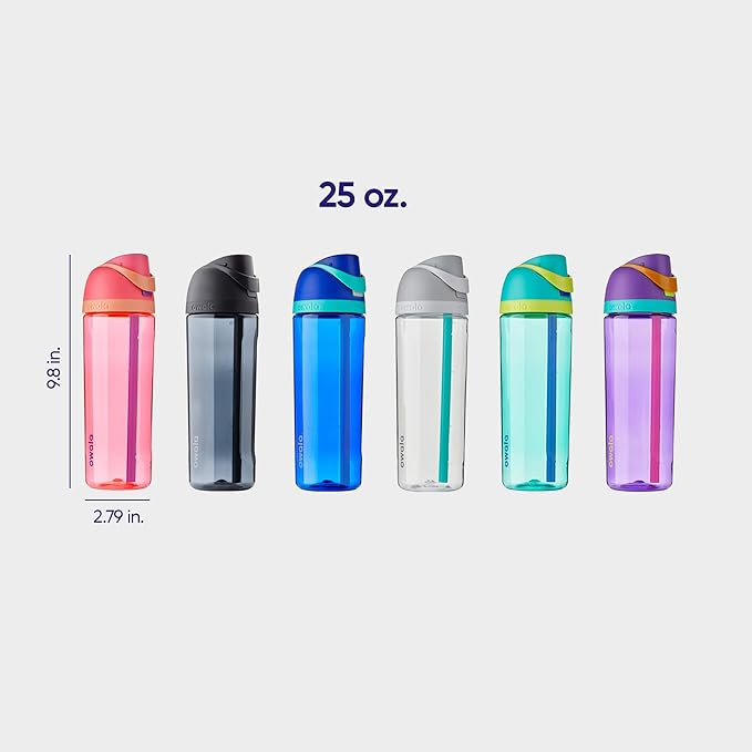 Owala FreeSip Clear Water Bottle with Straw for Sports and Travel, BPA-Free, 25-Ounce, Very, Very Dark