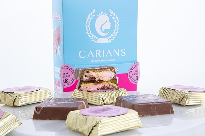 Carians Angel Hair Pomegranate Cotton Candy, Dubai Chocolate Candy with Pistachio and Kunafa, 10 Individually Wrapped Chocolate, Great for Gift Giving, Anniversary, Thanksgiving, Christmas