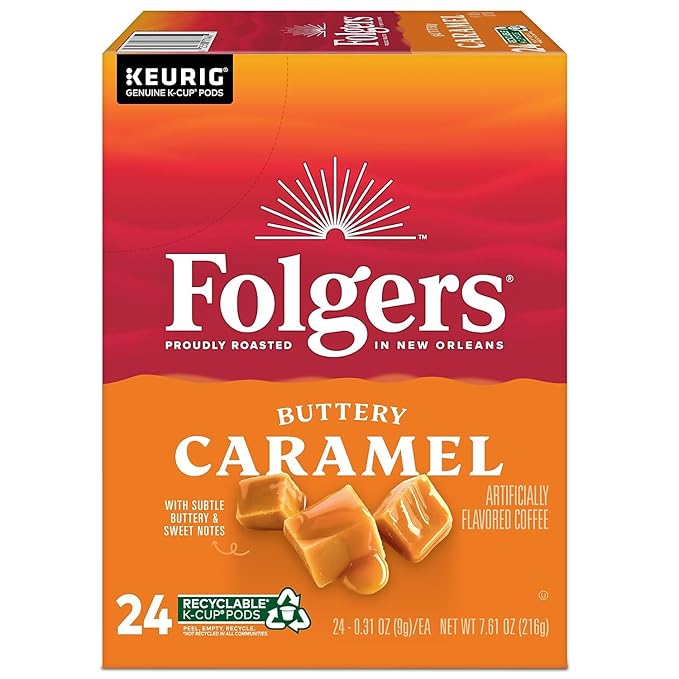 Folgers 6680 Caramel Drizzle Coffee K-Cups, 24/box