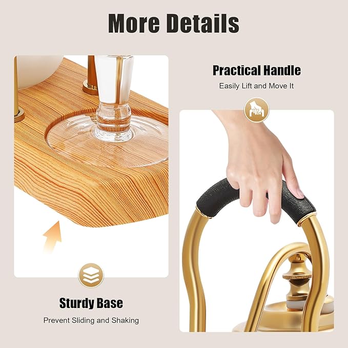 Belgian Family Balance Siphon Coffee Maker, Elegant Double Ridged Fulcrum with Tee Handle (Classic Gold)