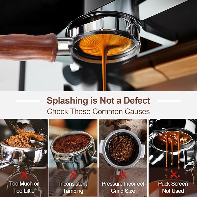 51mm Bottomless Portafilter with Puck Screen, 3 Ears Stainless Steel Head, Compatible with CASABREWS CM5418, 3700Essential, 3700Gense Espresso Machines, Includes 304 Stainless Steel Filter Basket