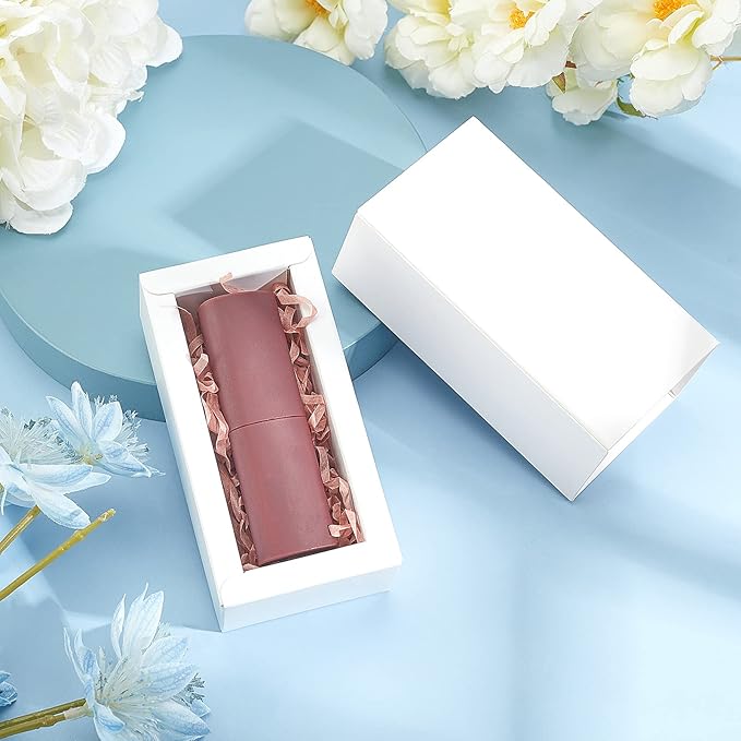 BENECREAT 16PCS White Kraft Packaging Drawer Box 4x2x1.4 Inch Cardboard Present Box for Lipstick, Small Perfume Essential Oil Bottle