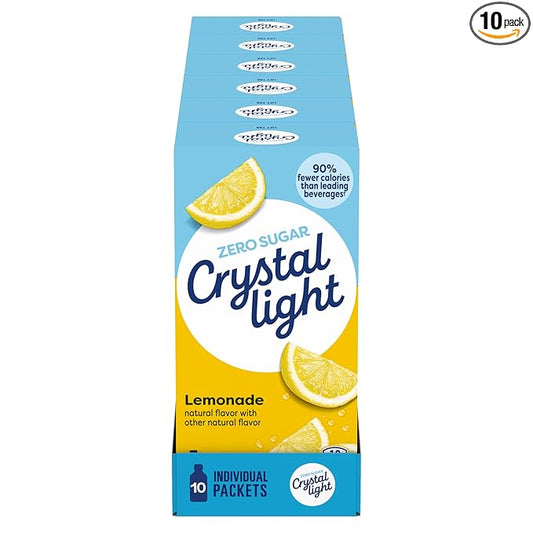 Crystal Light Drink Mix, 120 Packets, for Convenient On-the-Go Flavorful Hydration, Lemonade Natural Flavor with other natural flavor, Zero Sugar, 0.14 oz each