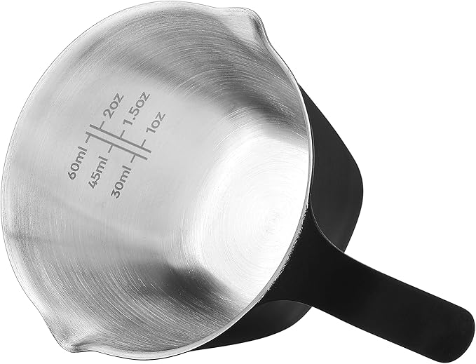 Normcore Espresso Measuring Cup, Espresso Shot Cups with Handle, Espresso Pouring Cup with Double Spout for Barista Tool Accessories, 1mm Thick, 304 Stainless Steel, Matte Black (Pack of 2)