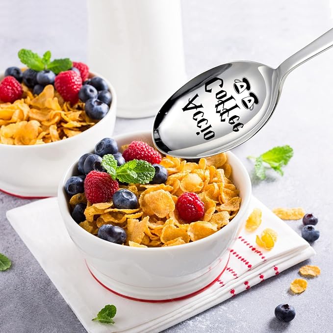 Funny Coffee Spoon Engraved Stainless Steel Spoon, Ice Cream Coffee Stirring Spoon, Gifts for Coffee Lovers Book Lover Bookworm Friends Fan Birthday Christmas