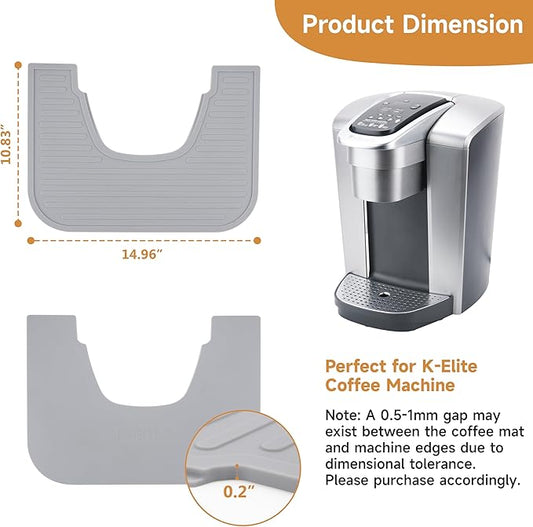 Silicone Coffee Mat for Keurig K-Elite Coffee Maker, Coffee Bar Mat for Countertop, Espresso Machine Accessories, Splash-proof, Easy to Move, Dishwasher Safe