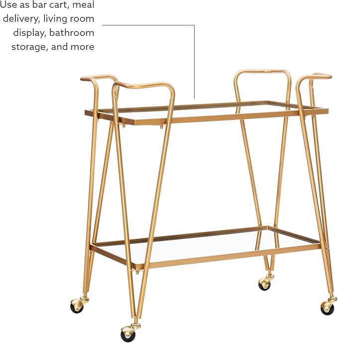 Linon Gina Mid-Century Bar Cart, Gold