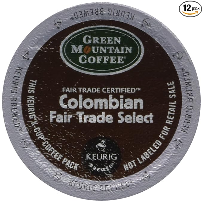 Green Mountain Coffee Roasters Keurig Single-Serve K-Cup Pods, Colombian Fair Trade Select Medium Roast Coffee, 12 Count (Pack of 1)