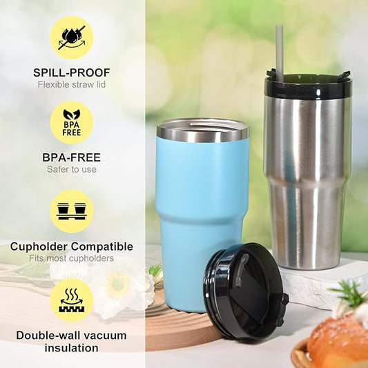 20 oz Tumbler Stainless Steel Tumblers,Reusable Double Wall Vacuum Insulated Coffee Mug for Home, Office, Outdoor Works Great for Ice Drinks and Hot Beverage(Silver)