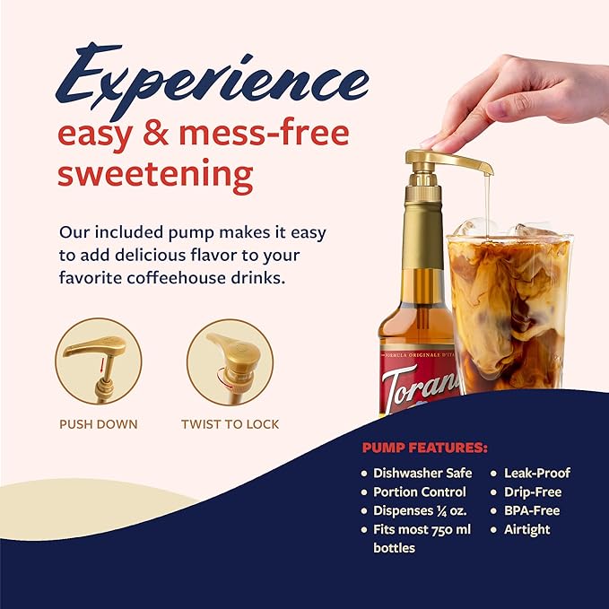Torani Coffee Syrup, Toasted Marshmallow Flavored Syrup for Drinks, Pump Included, 25.4 Fl Oz