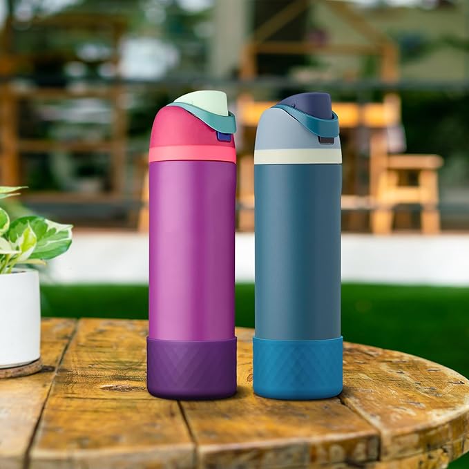 2PCS Silicone Water Bottle Boot for Owala 24oz 32oz 40oz, Anti-Slip Protective Sleeve Bottom Bumper Protector for FreeSip, Twist, and Flip Stainless Steel Water Bottles