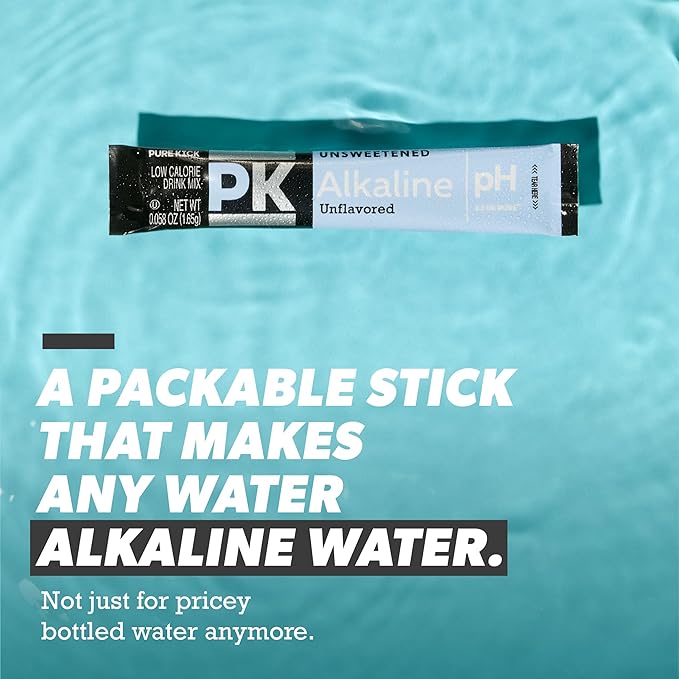 Pure Kick Alkaline pH 8.5 or Higher Powdered Drink Mix Packets Variety Pack, 30 Singles to Go!, Unsweetened with a Hint of Flavor - Watermelon, Berry, Cucumber Lemon & Unflavored, 30 Servings