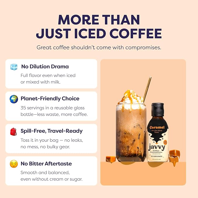 Coffee Concentrate - Cold Brew Coffee, Perfect for Hot or Iced Instant Coffees, Hot Drinks, Cold Brew Concentrate, 5 Pack - Caramel