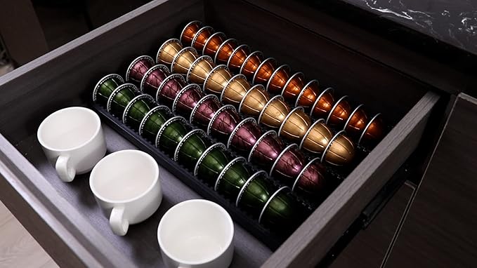 EVERIE Coffee Pod Storage Holder Drawer Insert for Counter Compatible with Nespresso Vertuoline Capsules, NCT04