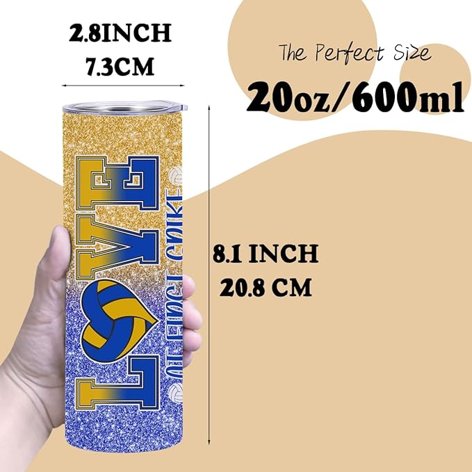 Volleyball Gifts for Teen Girls, Stainless Steel Tumbler Volleyball Water Bottle Double Wall Travel Coffee Mug Vacuum Insulated Thermal Cup for Sports Gym, Birthday Gifts for Volleyball Player Fan