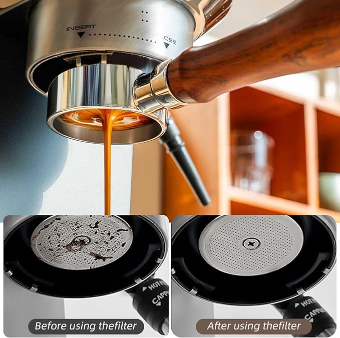 2 Pcs 53.3mm Espresso Puck Screen, 1.7mm Thickness 150 Micrometre Reusable Stainless Steel Coffee Filter Mesh Plate for Espresso Portafilter Filter Basket